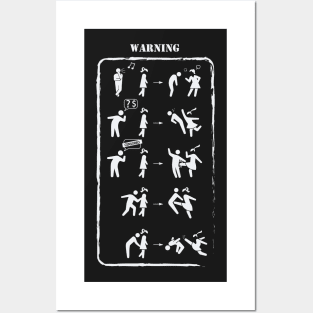 Anti-street harassment warning white pictograms Posters and Art